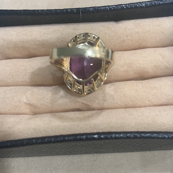 Amethyst ring around 8 carats in gold settings - Picture 3 of 6